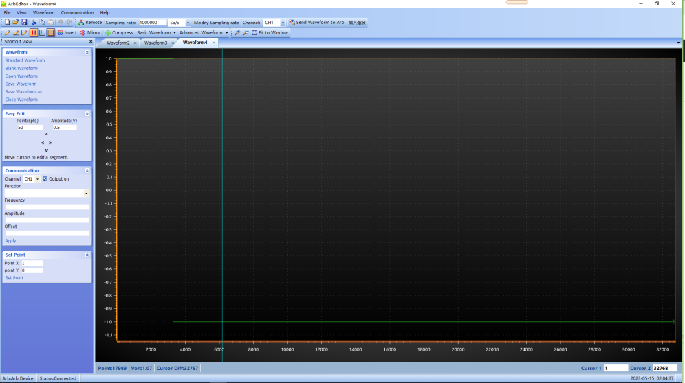 Preview of long waveform setting