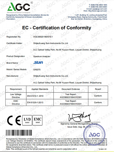 SA9275 CE Certificate