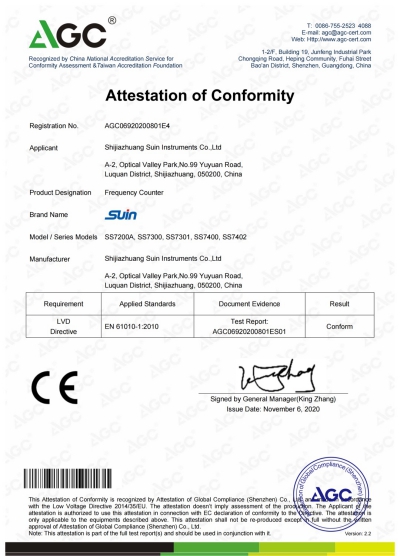 SS7000 Series  CE LVD Certificate