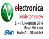 Suin Instruments will attend the electronica in Messe Munich, in November 8-11, 2016